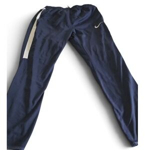 Nike Dri-Fit Team Track Warm-Up Pants Ankle Zip Elastic Waist Navy White Men's L